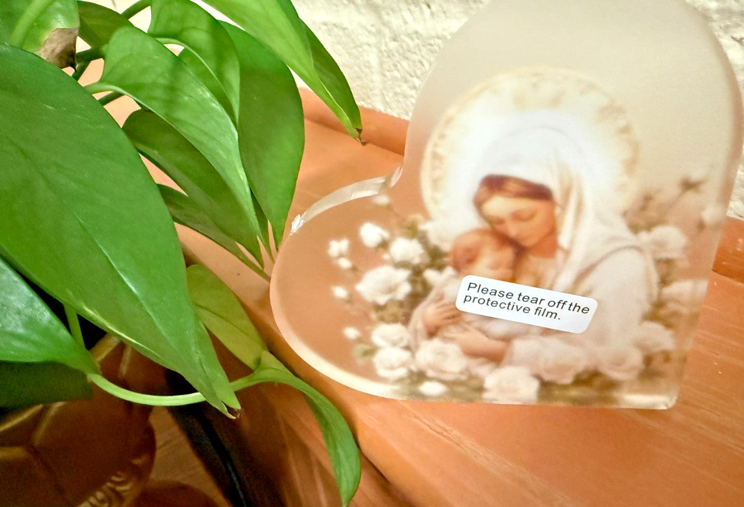 Blessed Mary & Child Jesus Small Heart Acrylic Image, New #ALM-031-R2 - Journeys of Faith