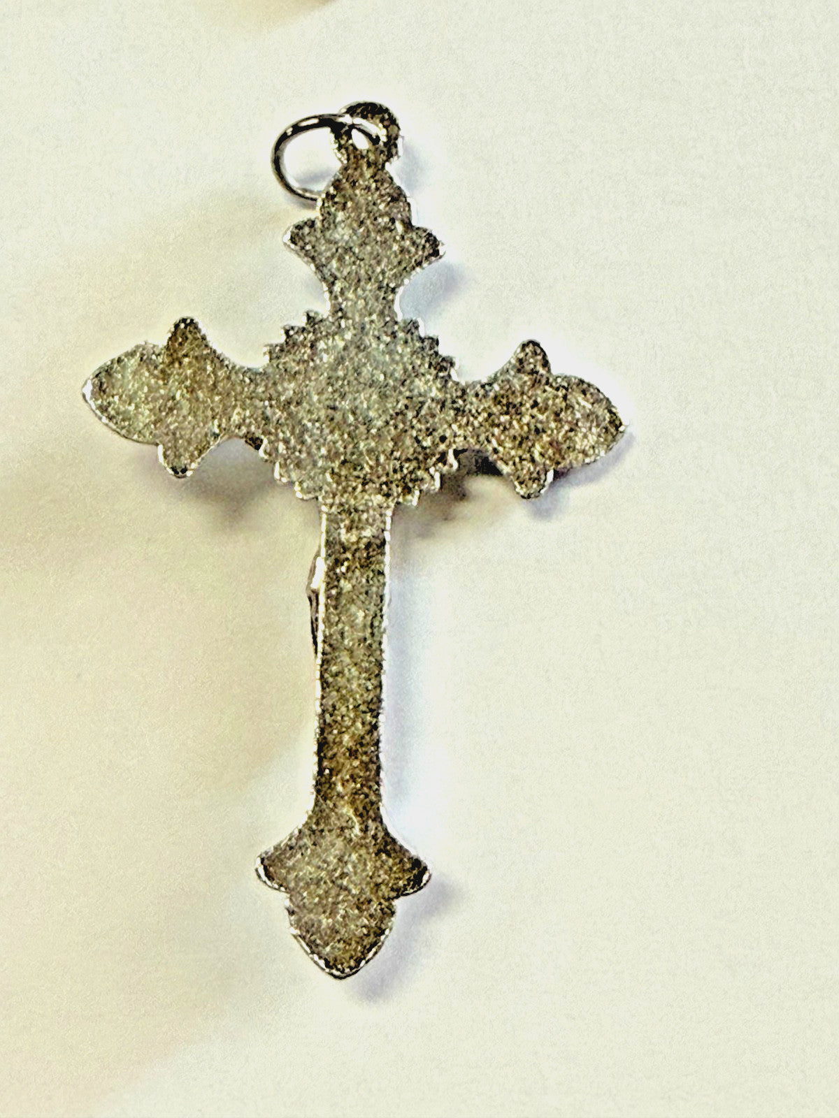 Silver plated 2-inch crucifix pendant featuring detailed Christian cross design, from Bob and Penny Lord collectibles.