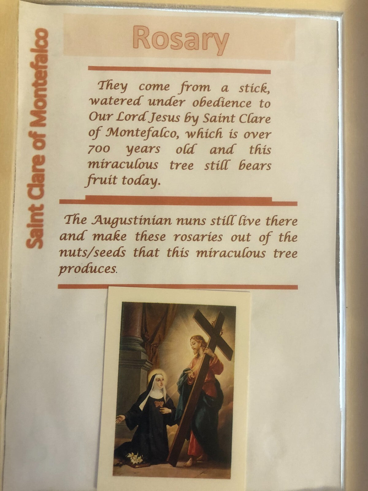 Saint Clare of Montefalco Rosary, New from Italy #MD-105 - Journeys of Faith