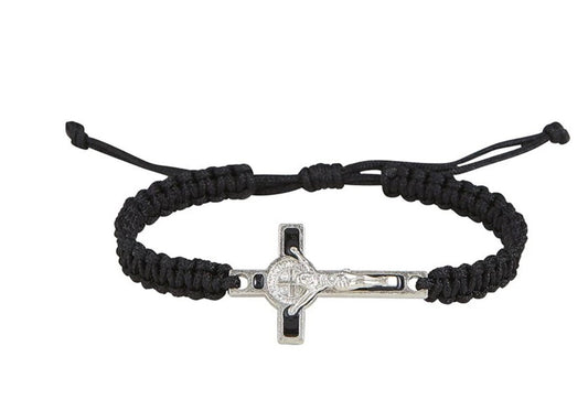 Saint Benedict Crucifix Black Cord Bracelet , New #Gftshp-141 - Journeys of Faith