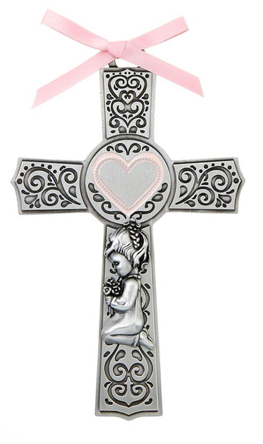 Girl's Pink Heart Crib Cross, New, #AB-161-2 - Journeys of Faith