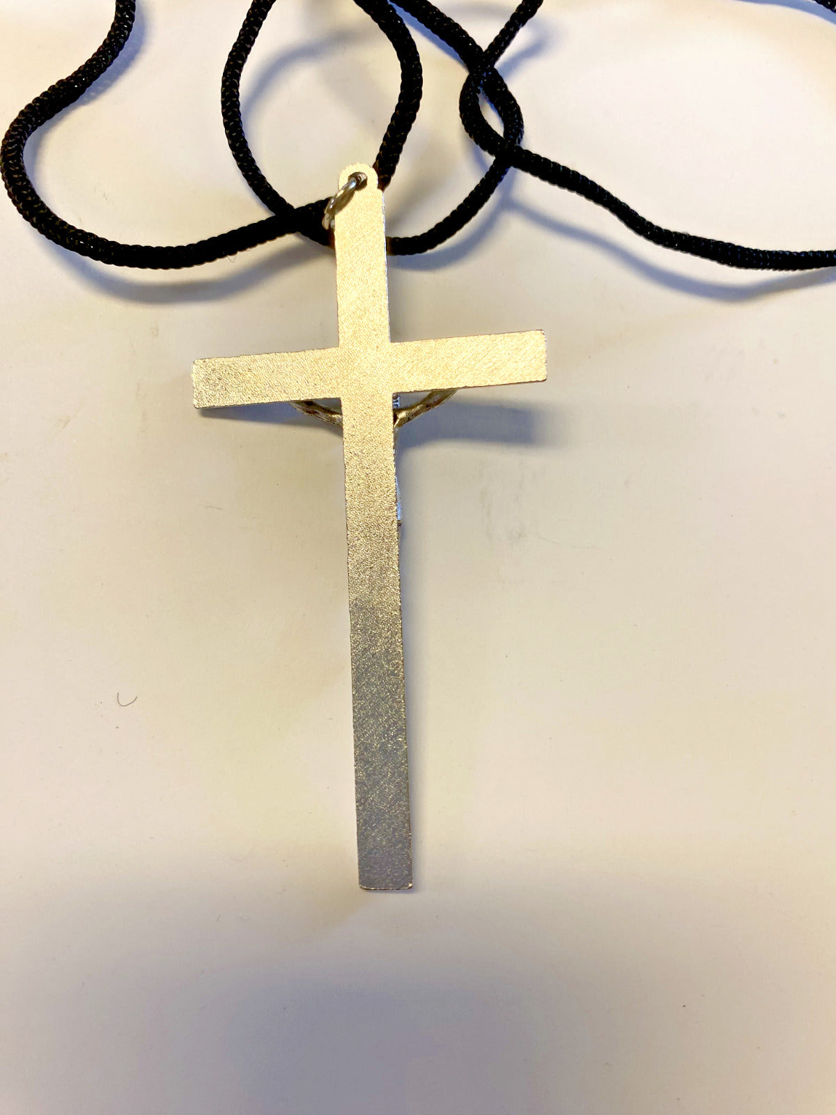 Black Enamel Corded 3.50" Crucifix, New