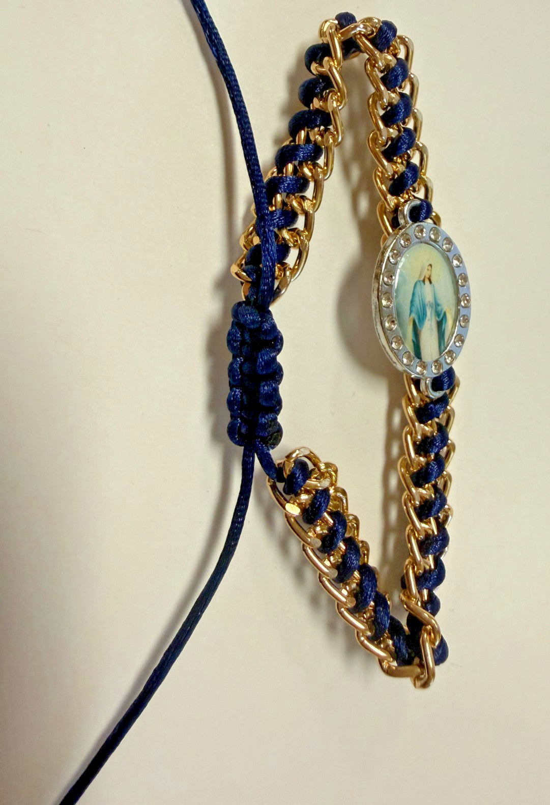 Our Lady of Grace Navy Blue Braided Bracelet, New #Gftshp-147 - Journeys of Faith