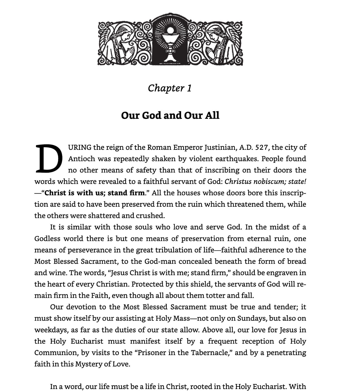 Paperback book titled "The Holy Eucharist: Our All" by Bob and Penny Lord, featuring religious imagery on the cover.