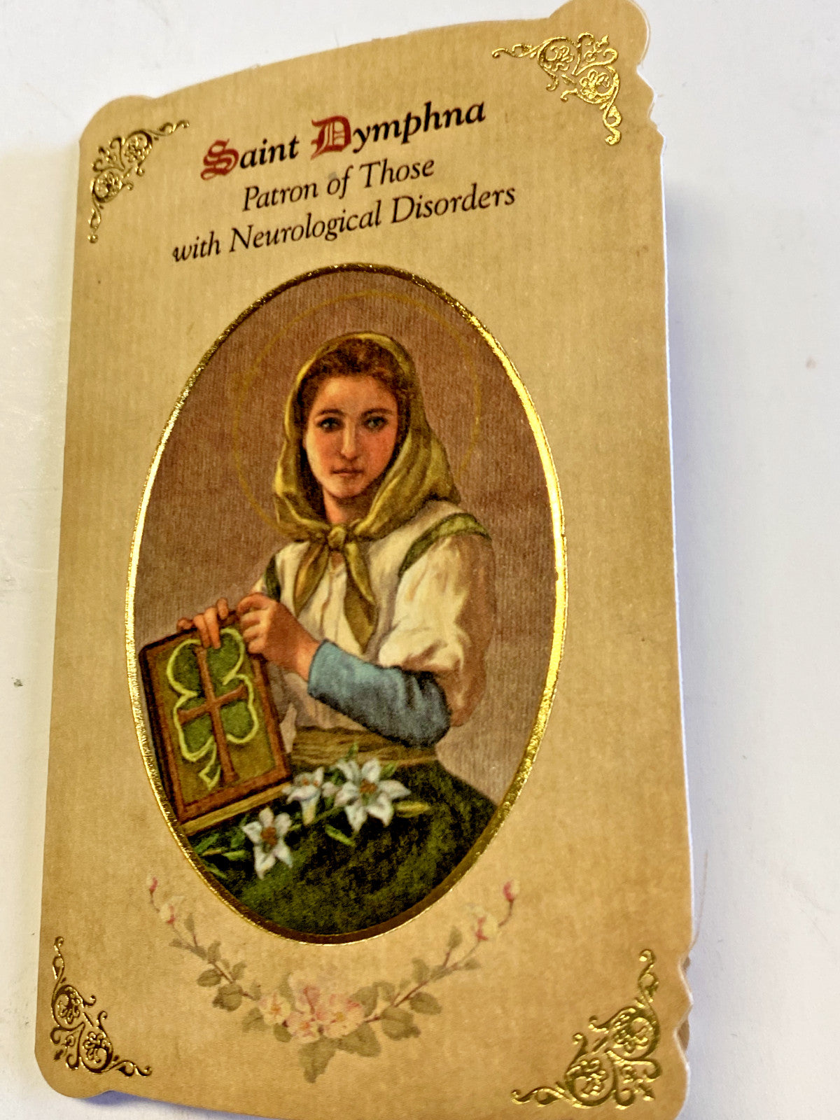 Saint Dymphna Patron - Neurological Disorders Prayer & Medal Card, New #PCM-013