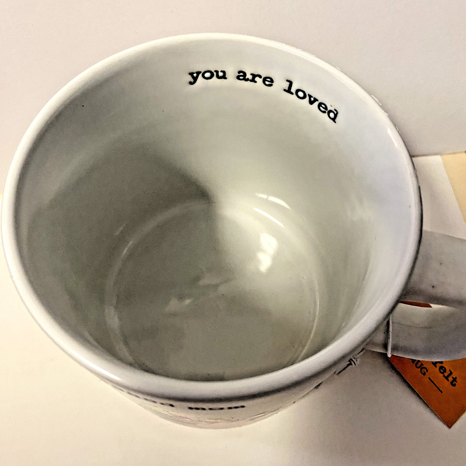 Blessed Mom 14 oz ceramic mug with religious design, Christian collectible by Bob and Penny Lord, featuring spiritual imagery.