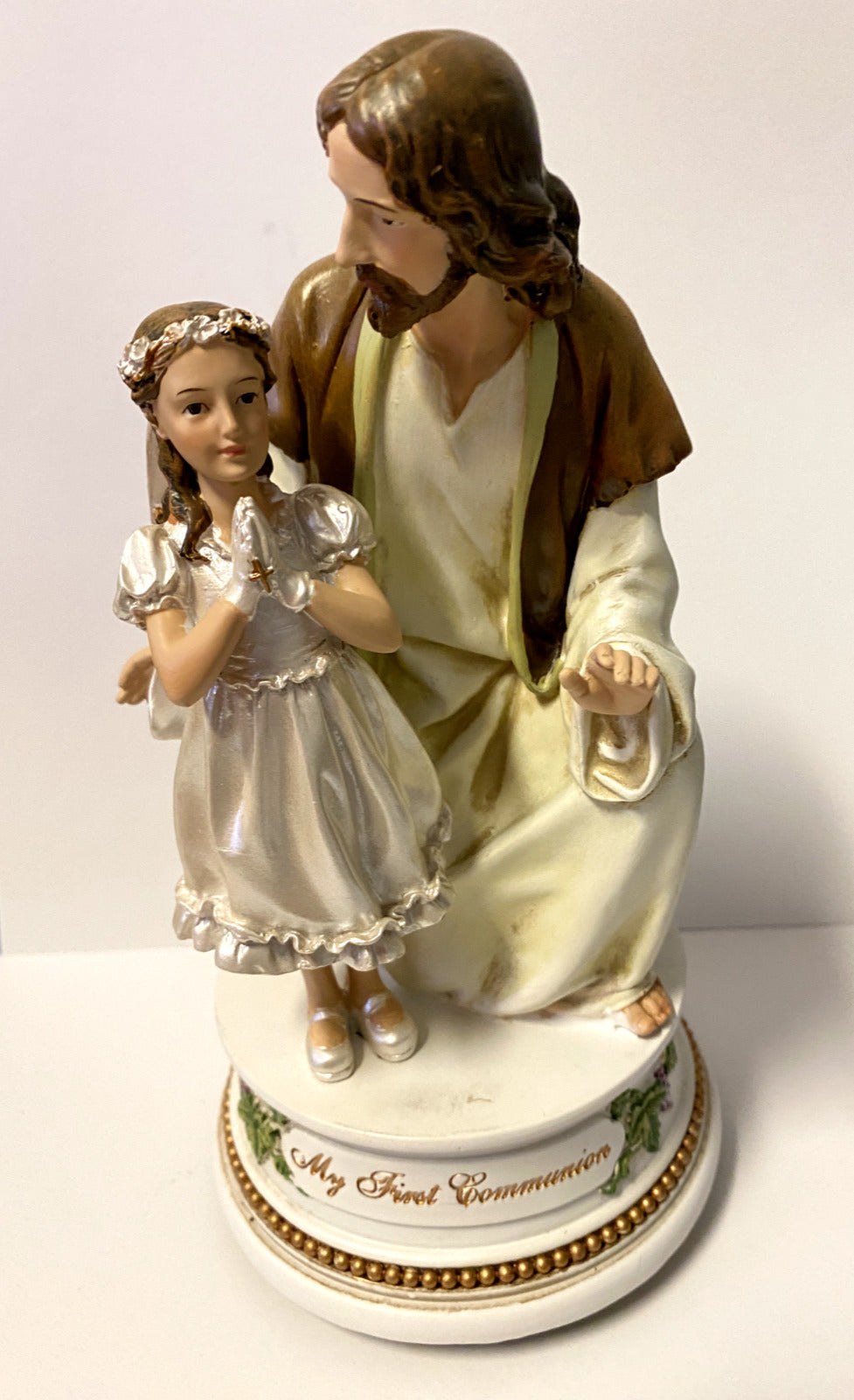 Jesus with Girl Communion Musical Figurine, 7.25"  New - Bob and Penny Lord