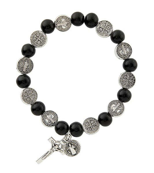 Saint Benedict Black Rosary Bracelet, New #AB-276-R2 - Journeys of Faith