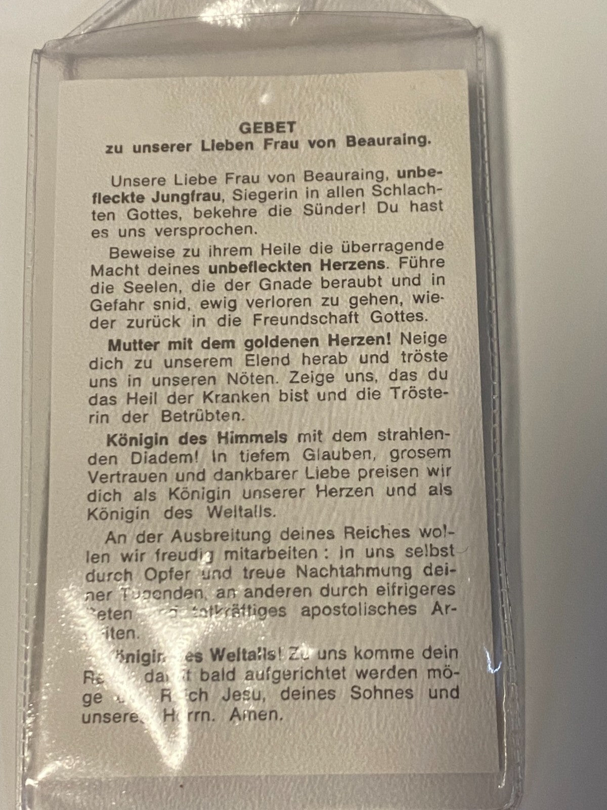 Vintage Our Lady of Beauraing German prayer card from Belgium, religious Christian Holy Card by Bob and Penny Lord.