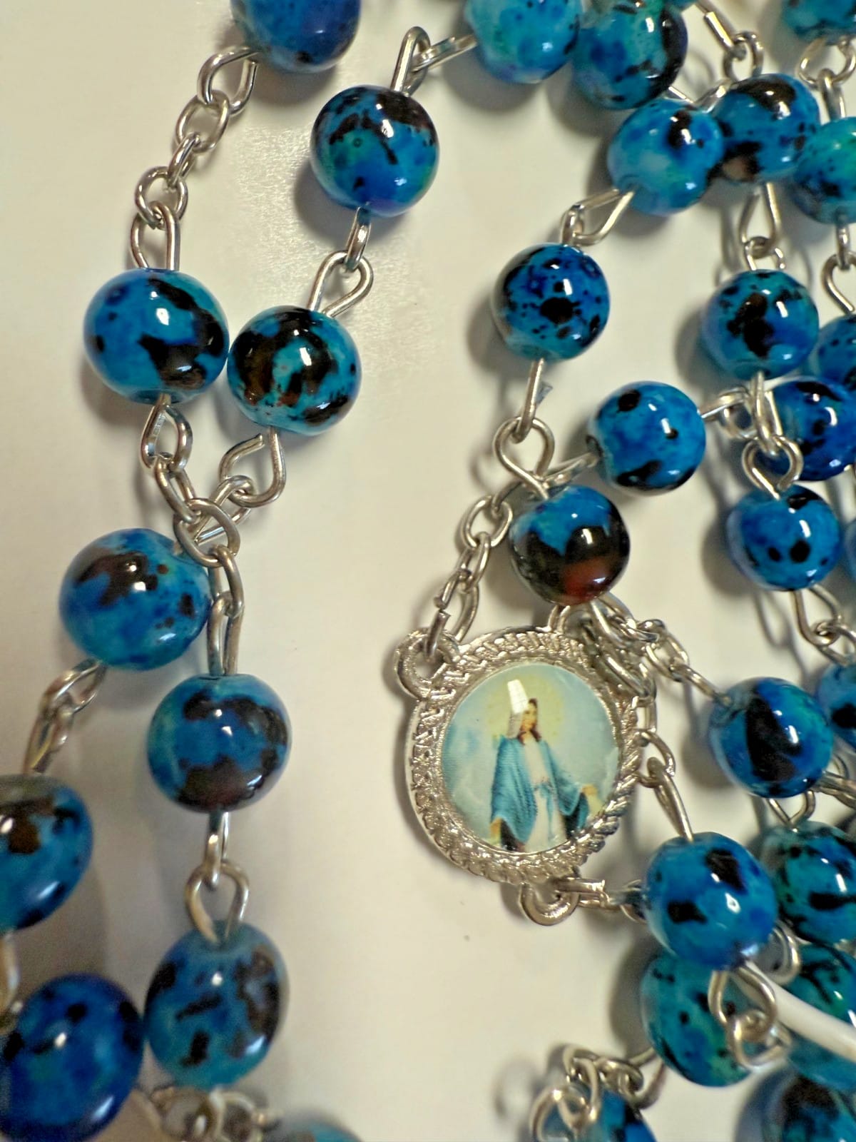 Our Lady of Grace, Blue Marble Rosary, New  #Gftshp-69 Journeys of Faith Collectibles:Religion & Spirituality:Christianity:Rosaries