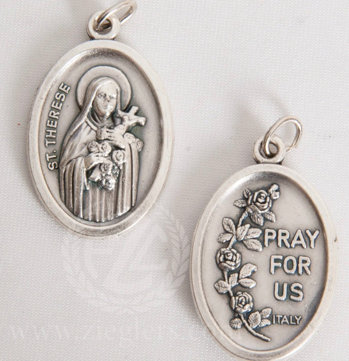 Saint Therese of Lisieux Silver tone Medal, New from Italy, #MD-109