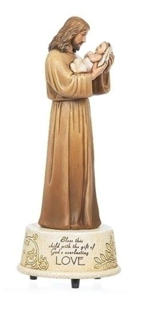 Jesus Loves Me musical figurine by Journeys of Faith, 8.75-inch Christian statue with a detailed depiction of the religious figure.