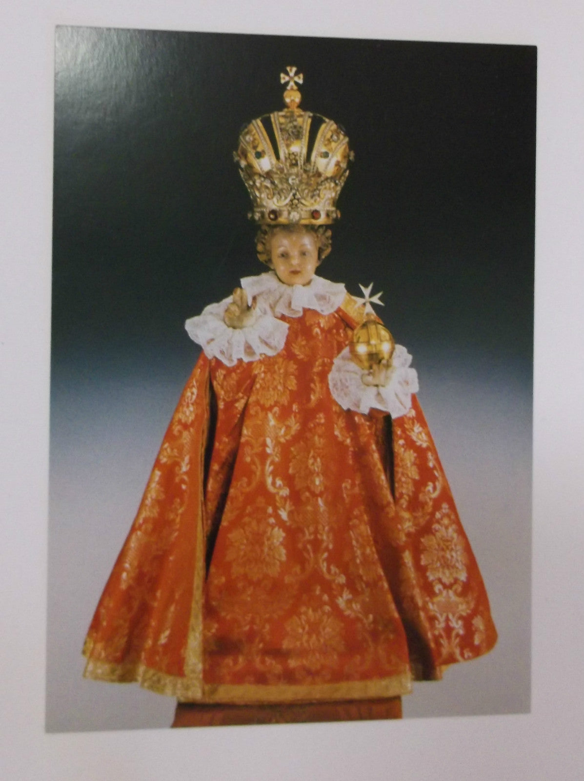 Infant of Prague prayer card by Bob and Penny Lord, featuring religious imagery and Christian Holy Card design.