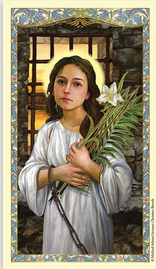 Saint Philomena Laminated Prayer Card, New from Italy #PCL-19