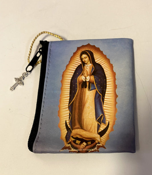 Our Lady of Guadalupe Small  3.25" Zip Rosary Pouch, New - Journeys of Faith