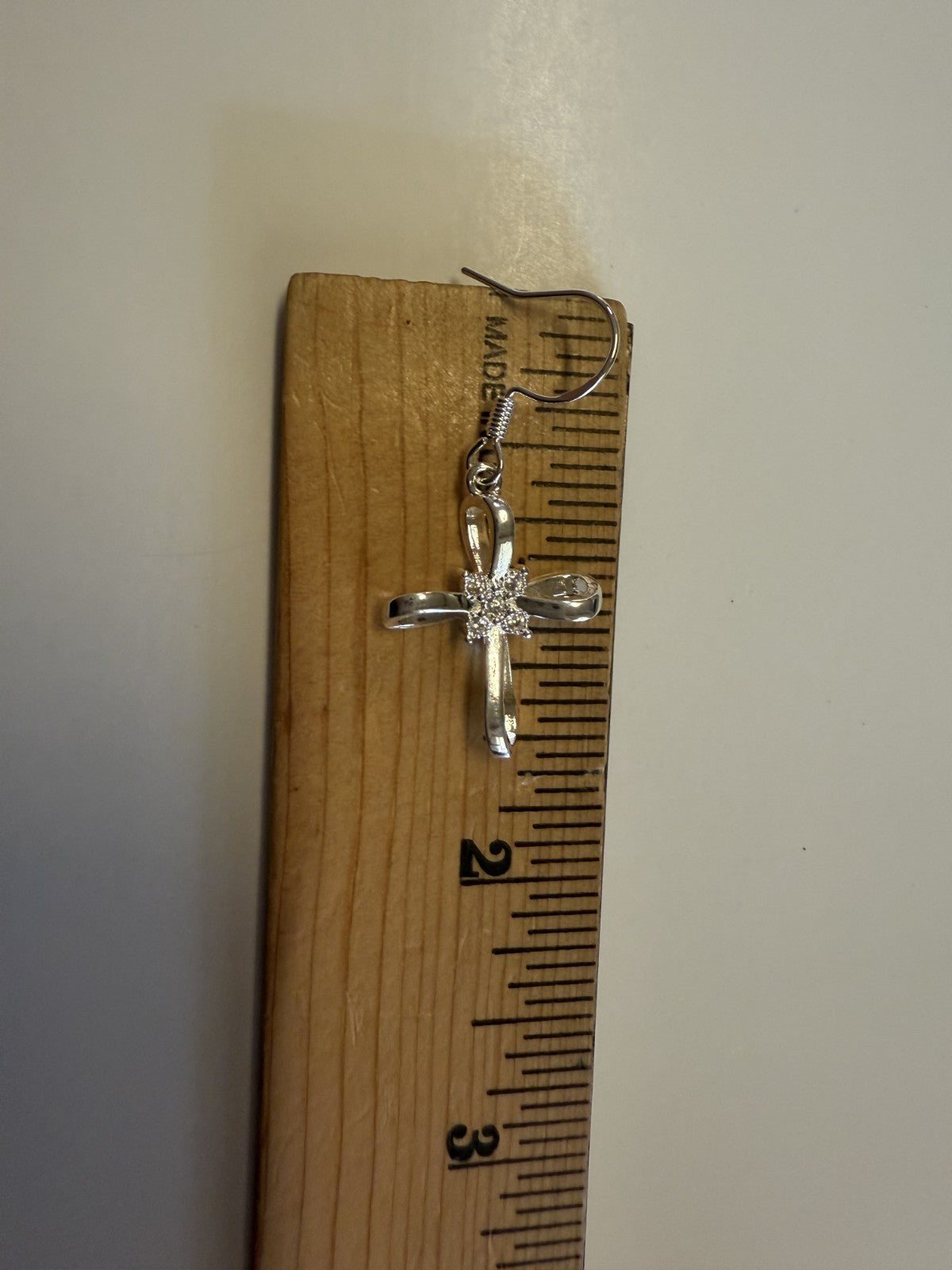 .925 Sterling Silver 1.50" Cross Earrings, New #AB-380-R2