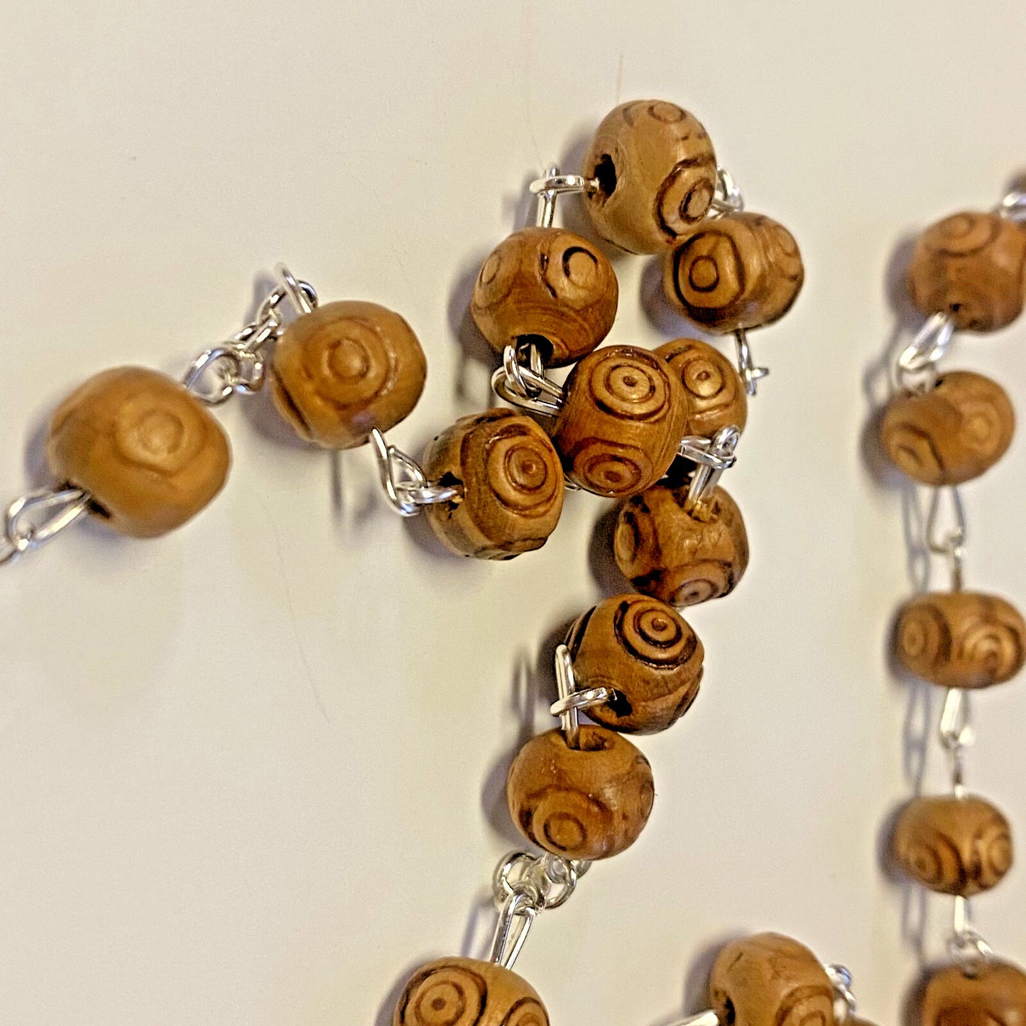 Olive Wood Rosary with Holy Soil , New from Jerusalem #AB-348-R2