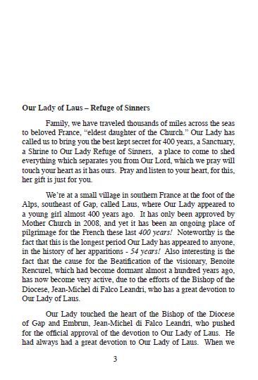 Our Lady of Laus Pamphlet/Minibook,by Bob and Penny Lord - Journeys of Faith