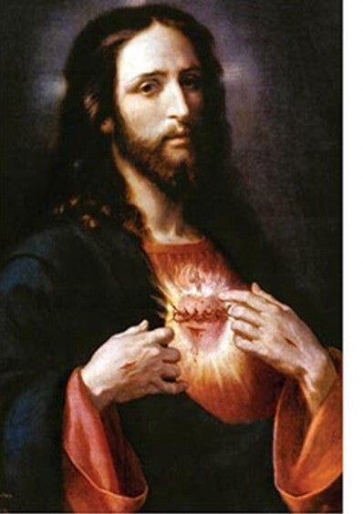 Blank note card featuring Sacred Heart of Jesus design, Christian religious collectible from Bob and Penny Lord Journeys of Faith.