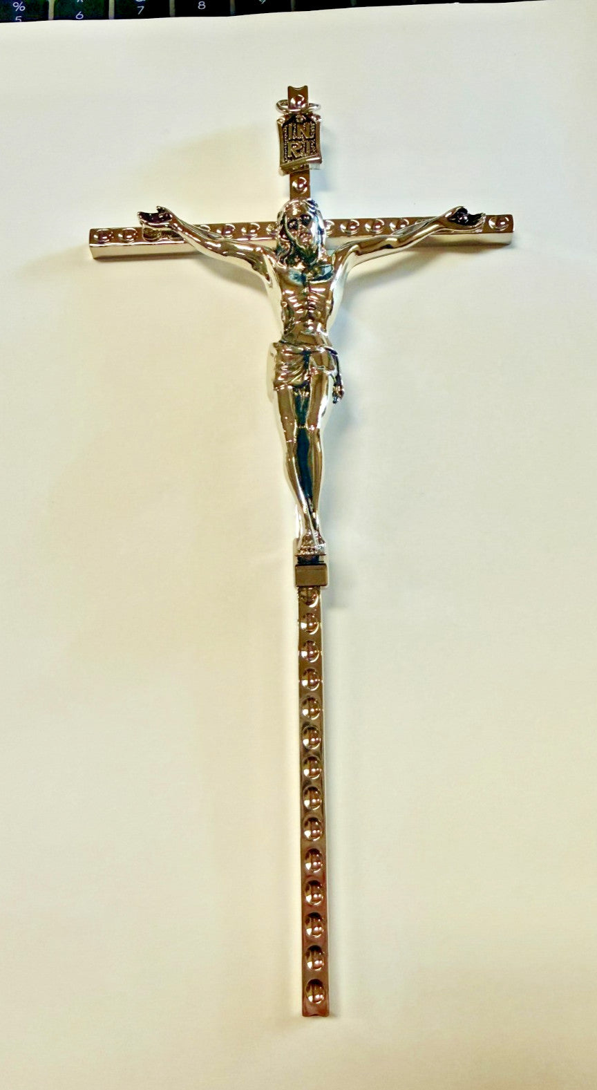 Hammered Wall  Silver Crucifix 8",  New #AB-190