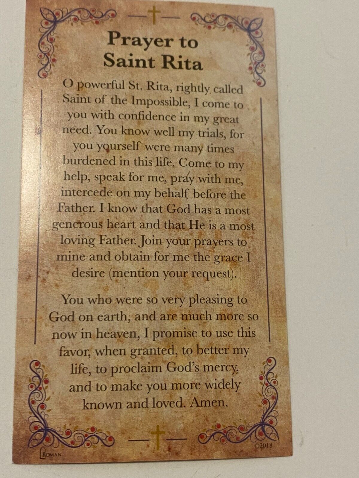 Saint Rita of Cascia 3.75" H Statue+ Prayer Card & Bio, New