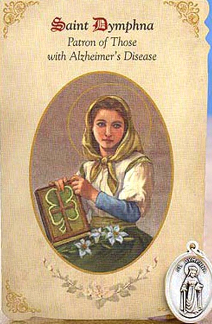 Saint Dymphna (Patron of Alzheimer's Disease) Prayer Card+  Medal, New #PCM-010 - Journeys of Faith
