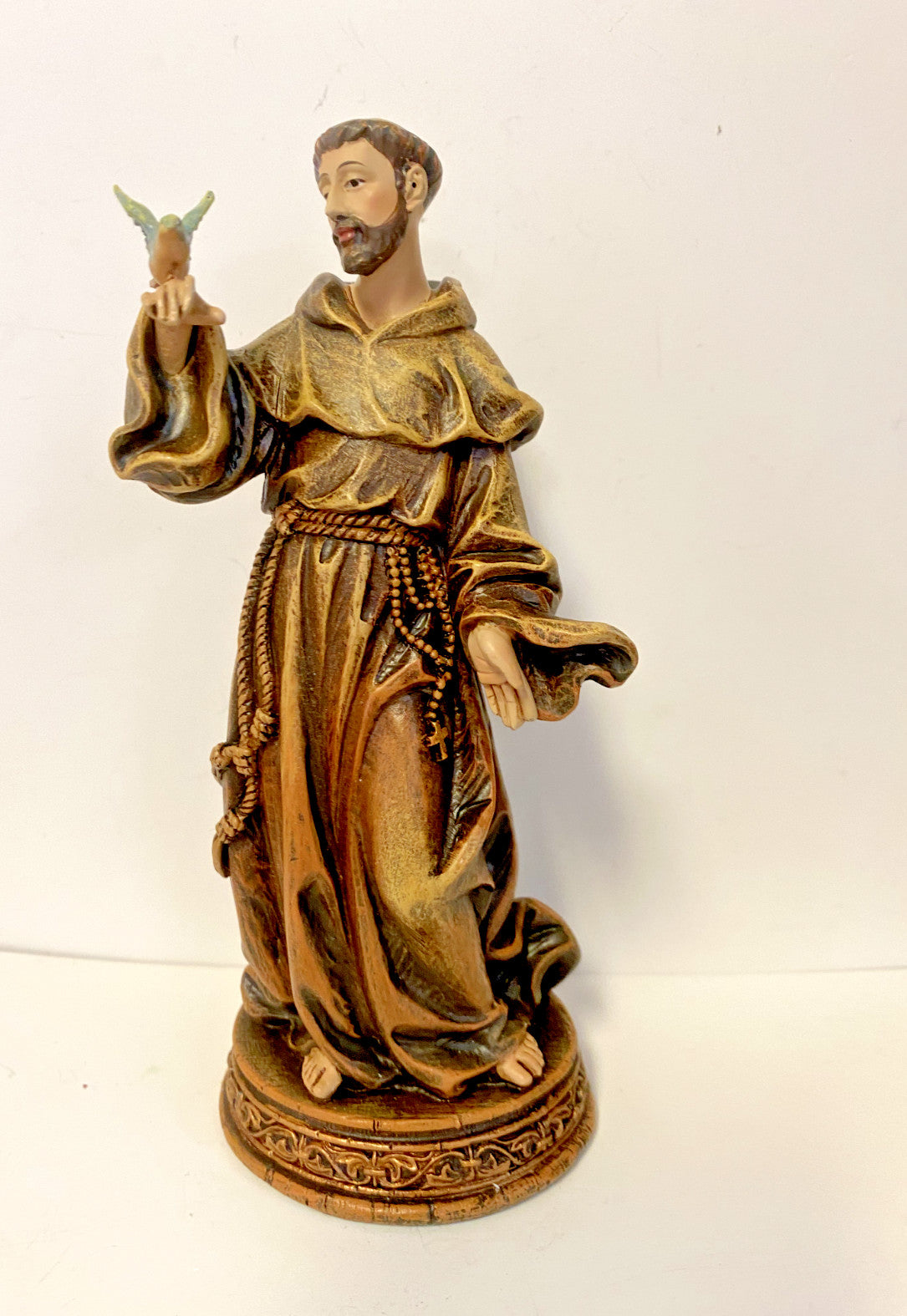 Small Saint Francis of Assisi statue, 6.25 inches, Christian collectible by Bob and Penny Lord, featuring detailed religious design.