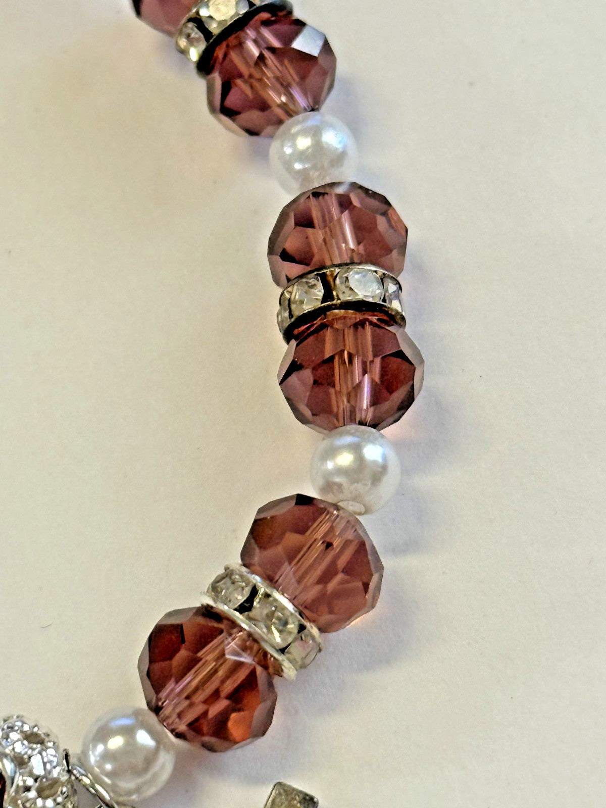 Crystal Rosary 7.5"  Stretchable  Bracelet, New #AB-392-R2