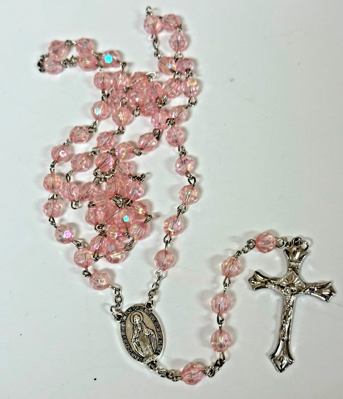 Pink Acrylic Faceted Rosary,  New Gftshp-67 - Journeys of Faith
