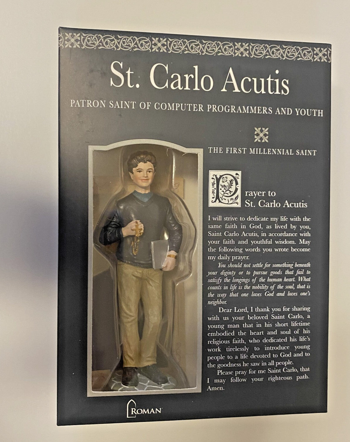 Bl Carlo Acutis Apostle of the Eucharist Statue 4 Inch Resin with Prayer Card #RM-44