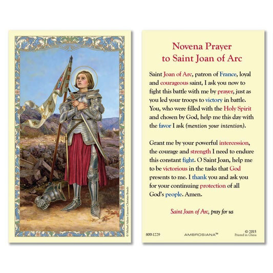Saint Joan of Arc Laminated Novena Prayer Card, New #PCL-11 - Journeys of Faith