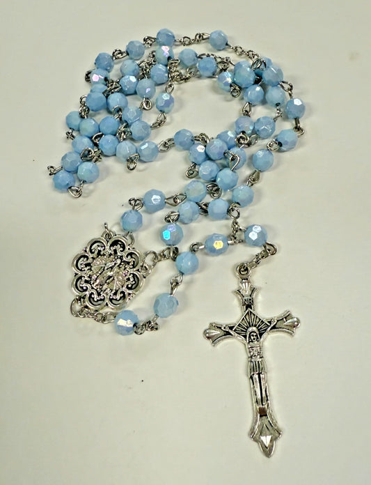 Iridescent Light Blue Rosary, New Gftshp-62 - Journeys of Faith