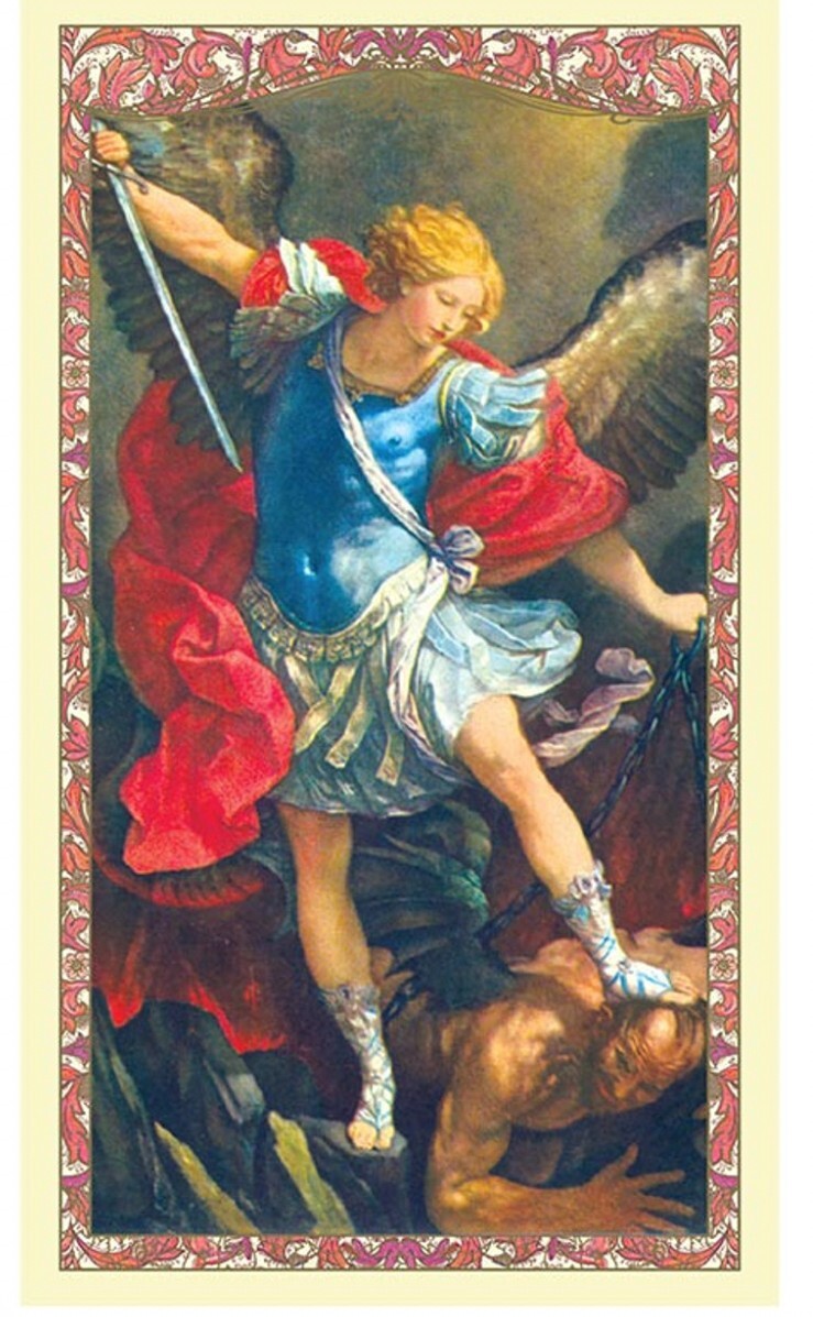Laminated prayer card featuring Saint Michael the Archangel, part of Bob and Penny Lord Journeys of Faith Holy Cards collection.