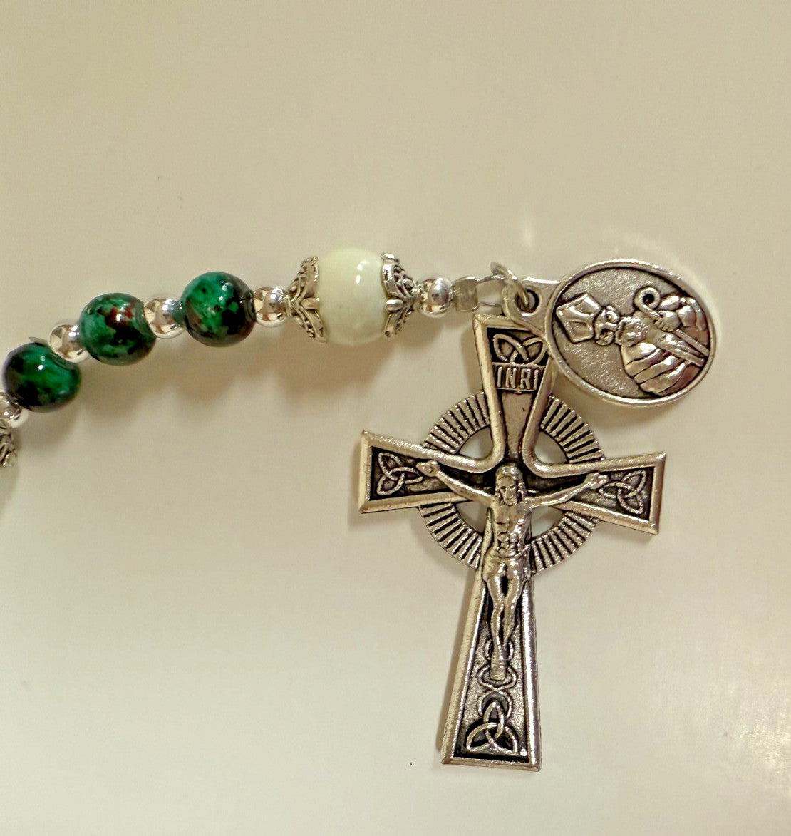 St Patrick Green Marbled Rosary,  New Gftshp-64 - Journeys of Faith
