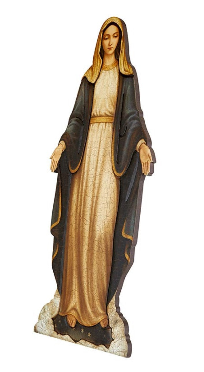 Our Lady of Grace 31 Inch Wood Wall or Stand-Alone Plaque