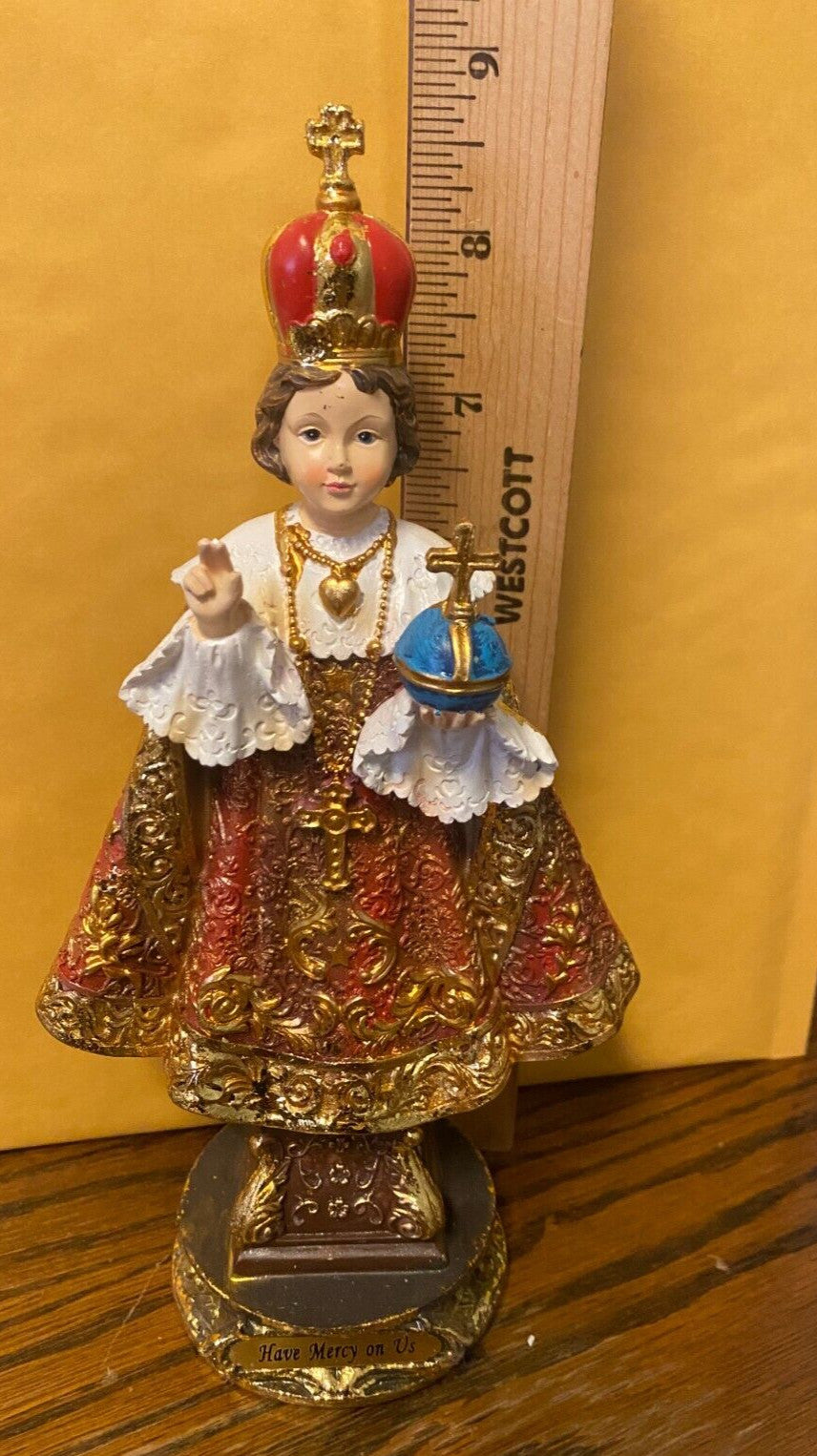 Infant Jesus of Prague 8.75-inch religious statue by Bob and Penny Lord, depicting the Christian figure with detailed features.