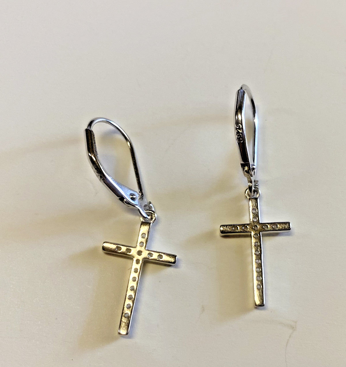 Cross 1"  925 Sterling Silver Drop Earrings, New #Gftshp-38 - Journeys of Faith