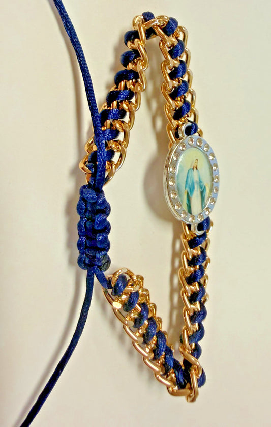 Our Lady of Grace Navy Blue Braided Bracelet, New #Gftshp-147 - Journeys of Faith