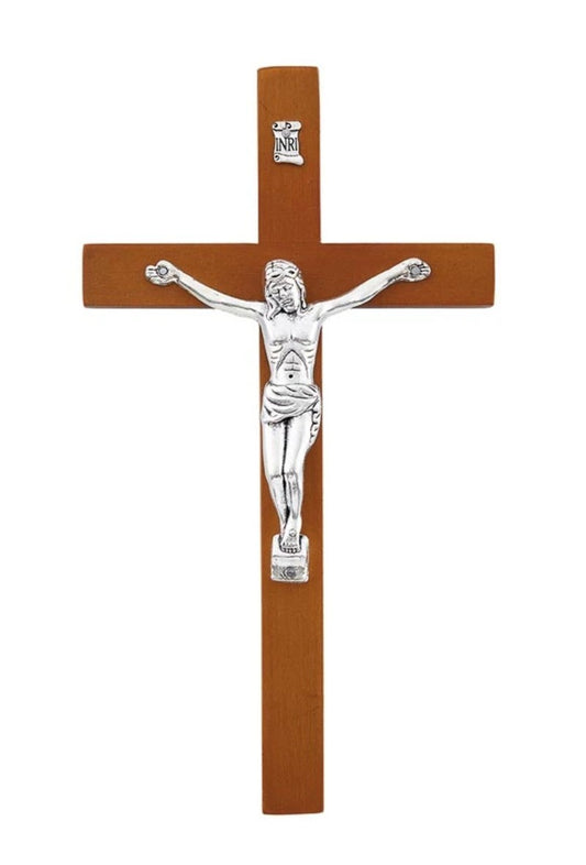 Olive Wood Finish Wall Crucifix  8",  New #AB-416-R2