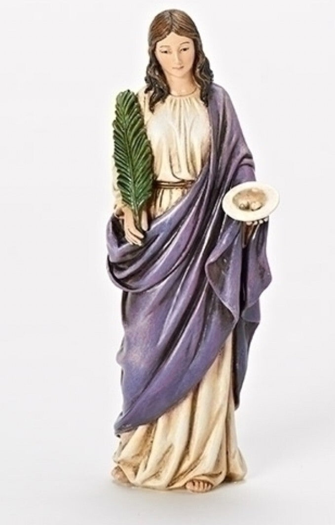 Saint Lucy 6-inch religious statue by Bob and Penny Lord, detailed Christian figure with a serene expression and traditional attire.