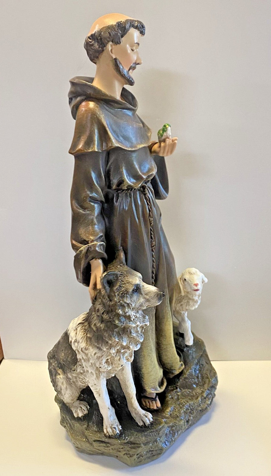Saint Francis of Assisi  with wolf of Gubbio 9.75 " Statue, New #RM-48