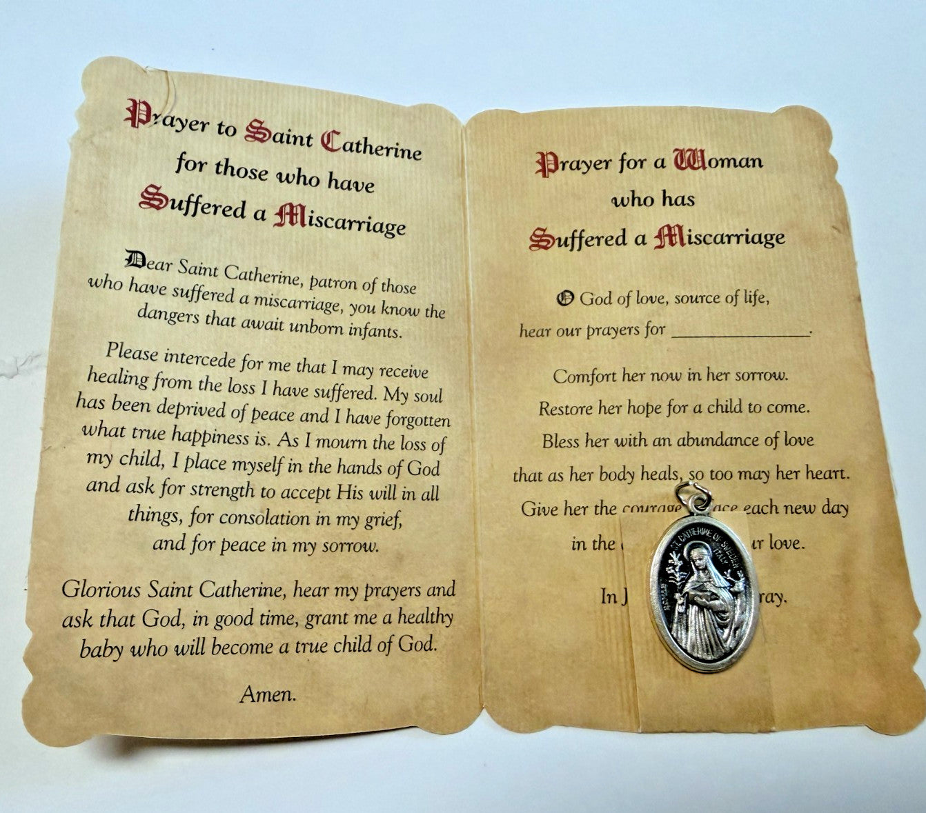 Saint Catherine of Sweden Patron of Miscarriage Card with Medal, New #PCM-34