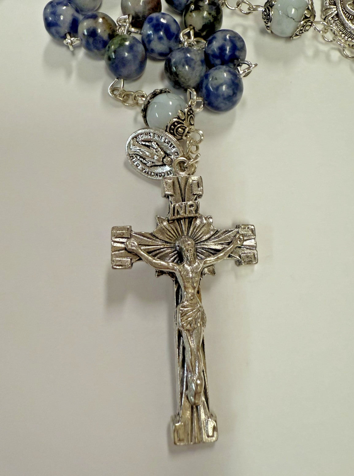 Blue Spot Stone Beads Rosary, New #Gftshp-55 - Journeys of Faith