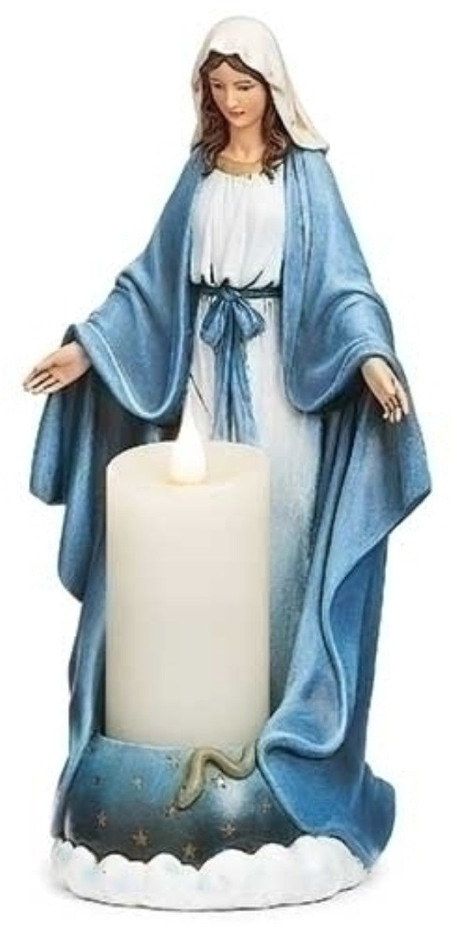 Our Lady of Grace 10-inch candle holder statue by Bob and Penny Lord, depicting a detailed religious figure in a serene pose.