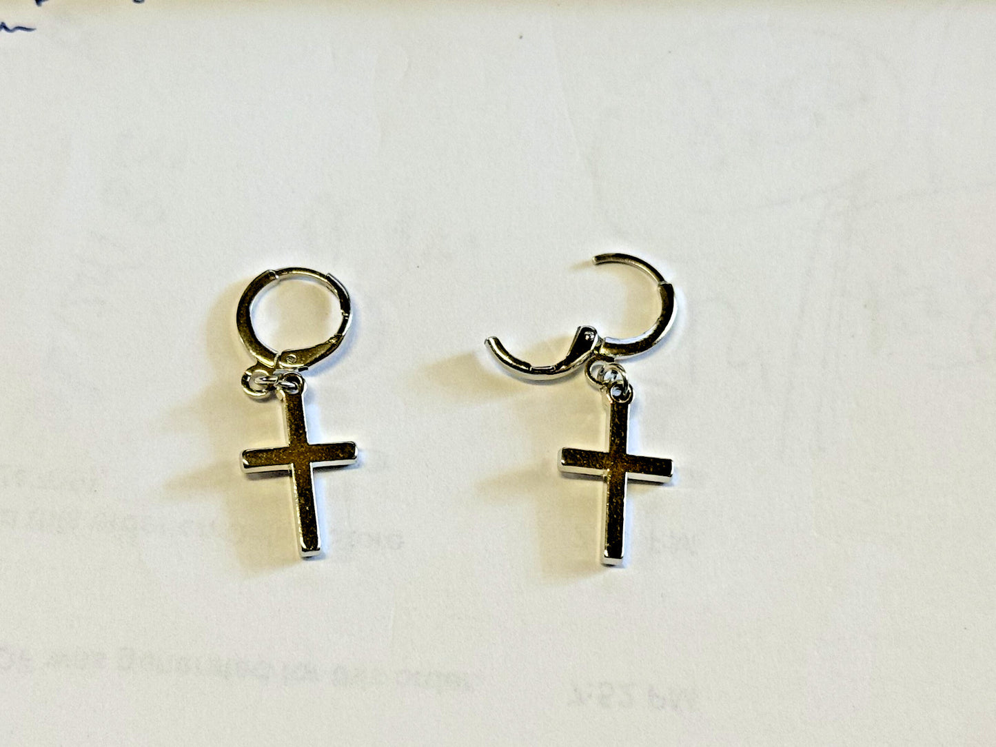 .925 Sterling Silver Small Cross Earrings, New #AB-379-R2 - Journeys of Faith