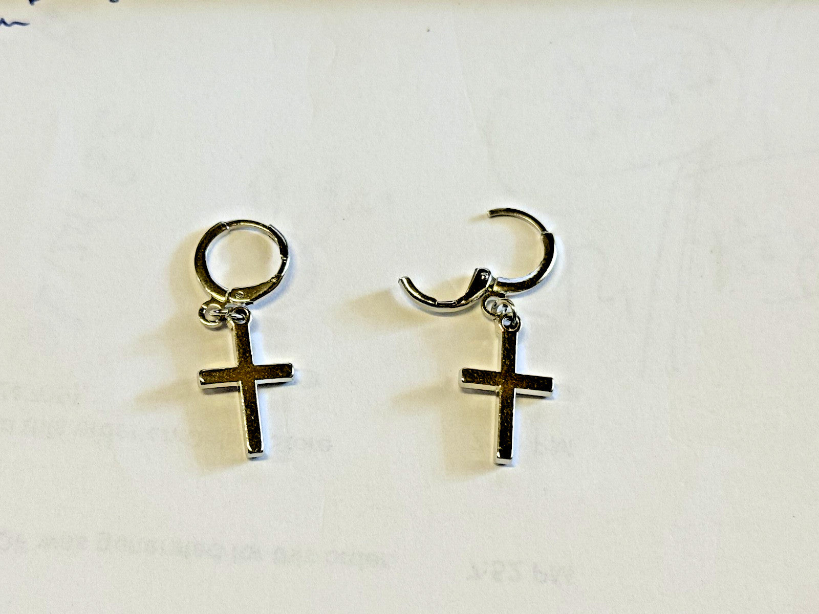 .925 Sterling Silver Small Cross Earrings, New #AB-379-R2 - Journeys of Faith
