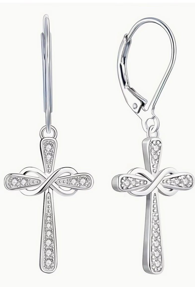 Cross 1.25"  .925 Sterling Silver Drop Small Earrings, New #Gftshp-86 Unbranded Jewelry & Watches:Fashion Jewelry:Earrings