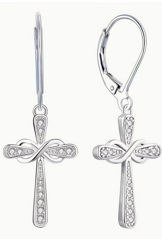 Cross 1.25"  .925 Sterling Silver Drop Small Earrings, New #Gftshp-86 Unbranded Jewelry & Watches:Fashion Jewelry:Earrings