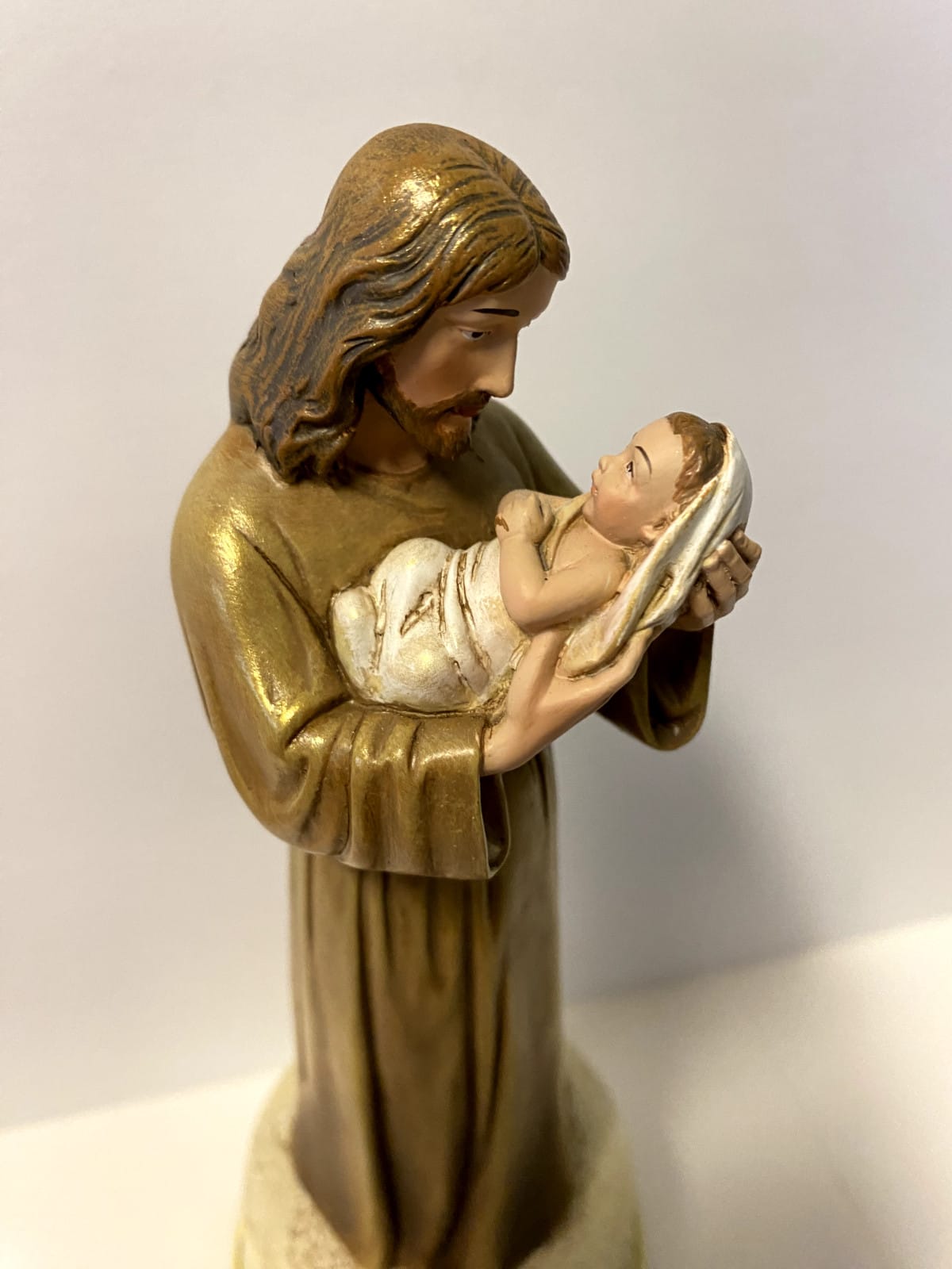 Jesus Loves Me musical figurine by Journeys of Faith, 8.75-inch Christian statue featuring a detailed religious figure.