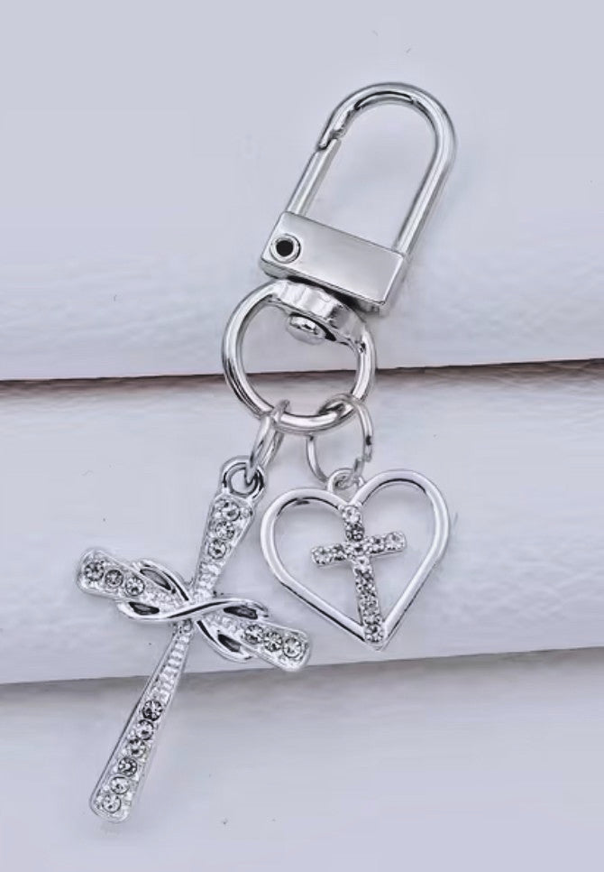 Cross +  Heart with a Cross  Silver tone Devotional  Clip, New #Gftshp-129 - Journeys of Faith